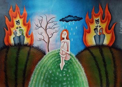 Катя Максимова. В безопасности. Бумага, смешанная техника. 41,7х52,1 см. 2021.