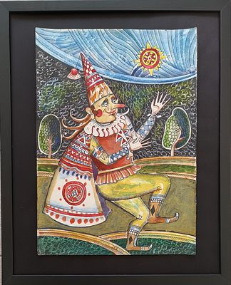 Михаил Карара. Без названия. Бумага, тушь, акрил. 41х30 см, в раме 50х40 см. 2003.