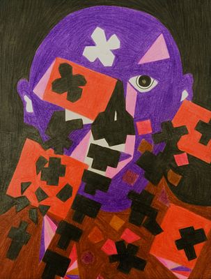 Сергей Жигар. Без названия. Бумага, акрил. 37х28 см, в раме 70х50 см.