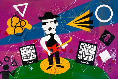 Сергей Эс. Баренцев. Холст, акрил, аэрозольные краски, маркеры. 60х90 см. 2021.