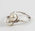 PEARL & DIAMOND RING. Unmarked white gold; acid test indicates 10K; set with (2) 7.8mm pearls Image - 1