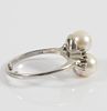 PEARL & DIAMOND RING. Unmarked white gold; acid test indicates 10K; set with (2) 7.8mm pearls Image - 2