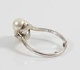 PEARL & DIAMOND RING. Unmarked white gold; acid test indicates 10K; set with (2) 7.8mm pearls Image - 3