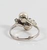 PEARL & DIAMOND RING. Unmarked white gold; acid test indicates 10K; set with (2) 7.8mm pearls Image - 4