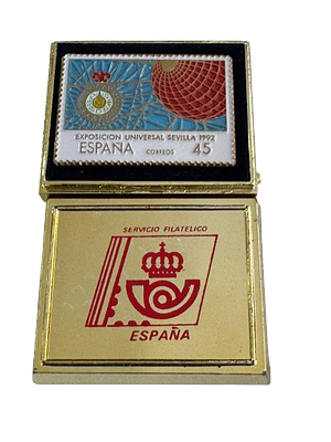 📦 **Expo 92 Philatelic Box – Official Commemorative Stamp. A postal gem encapsulated in