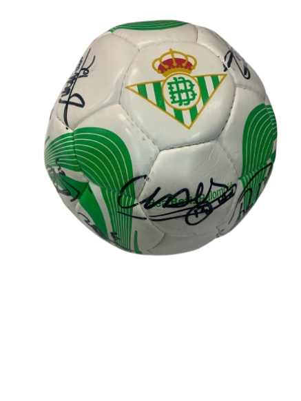 A stranger - Real Betis Balompi&eacute; signed ball – green and white design. Official size 5 ball, white 