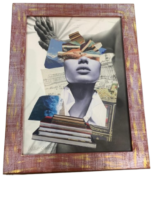Miguel Caiceo - Miguel Caiceo collage painting. It is a collage piece, signed by Miguel Caiceo. It 