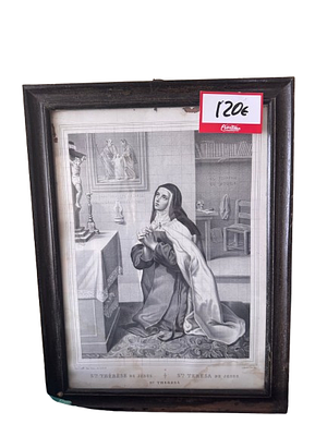 Image of Saint Teresa of Jesus. It is a print, probably from the 19th or early 20th century 