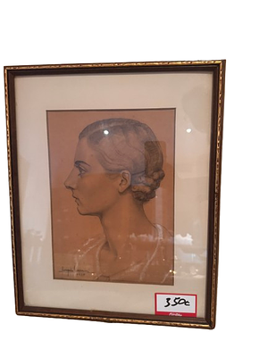 Drawing of a female portrait in profile. An artistic drawing depicting the profile of a woman 