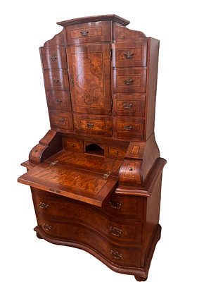 tall secretary desk. Tall desk in fine woods, with all its drawers. The winner will have to 