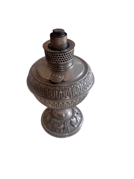 Antique metal oil lamp. Beautiful antique oil lamp in a classic, collectible style, ideal for 