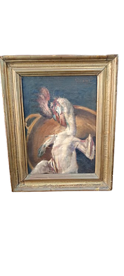 Classic painting with a still life or bird scene. A classical-style oil painting depicting a 