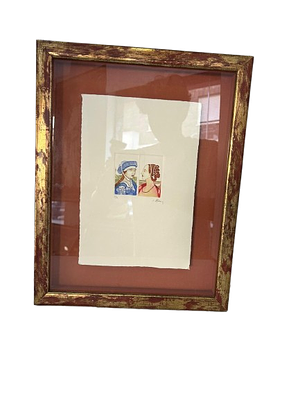 Picture with engraving or illustration of Renaissance portraits of ladies. A graphic artwork 