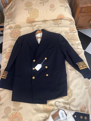 20th Century - Vintage Merchant Marine / Navy Captain Uniform Double-Breasted Jacket. All these 