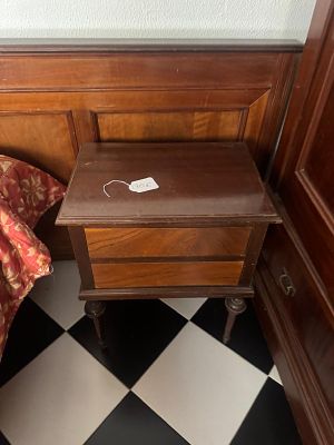 Antique solid wood nightstand with two drawers and turned legs. All these items must be 