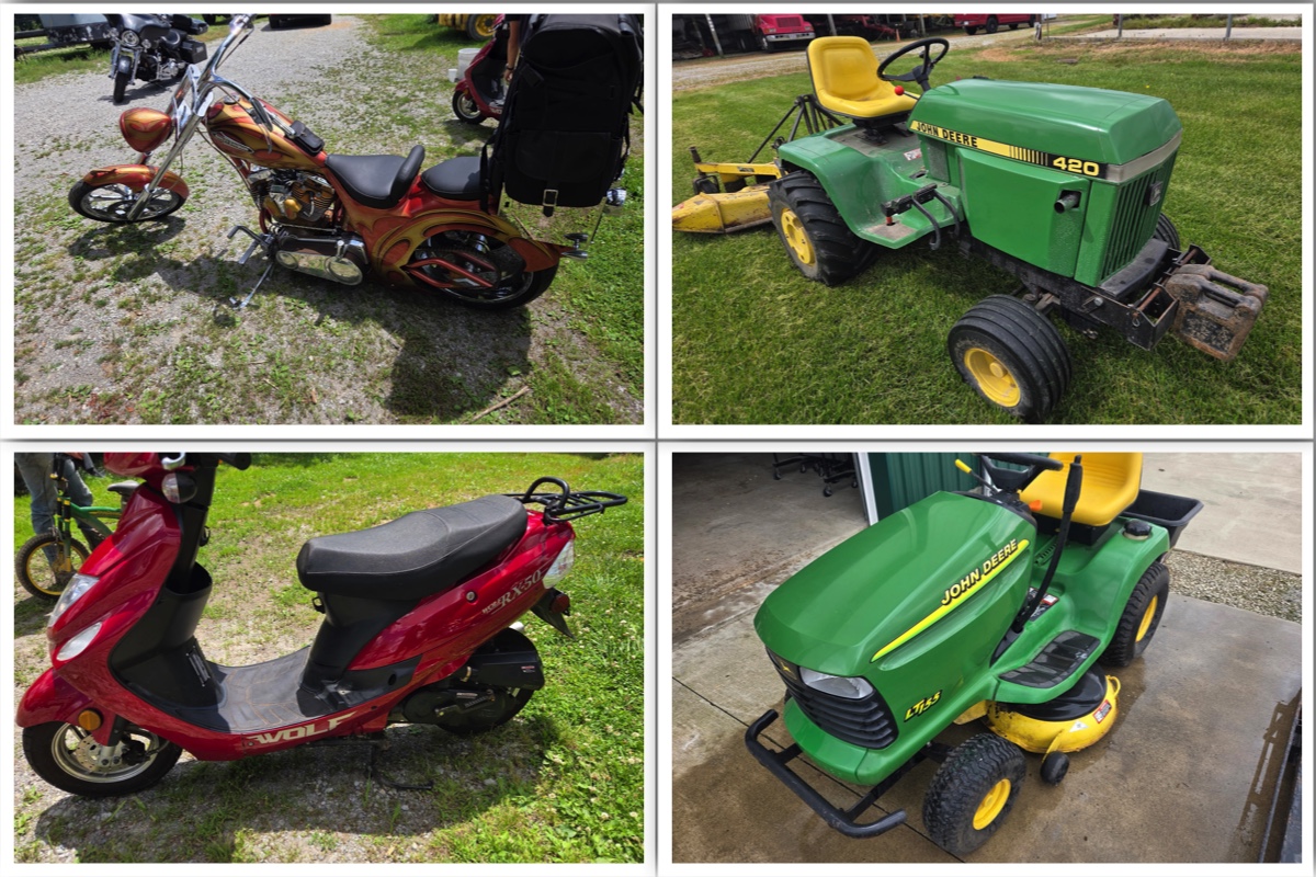 PACC Realty And Auction LLC | Auction 072126 | FARM EQUIPMENT, MOTORCYCLES, ANTIQUES, PRIMITIVES & MUCH MORE