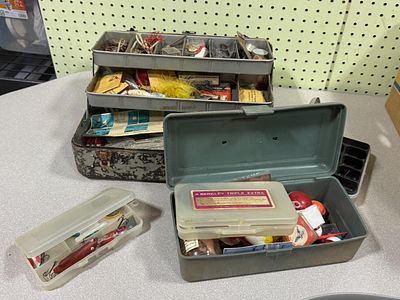 Fishing Supplies Lot — includes tackle box