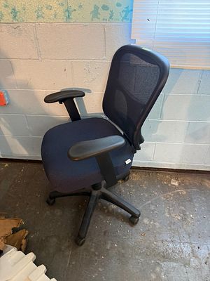 Mesh Office Task Chair with Navy Upholstered Seat