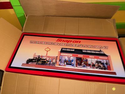 Snap-on Thundering 30's Service Station Display Diorama by Crown Premiums. A large-format wall 