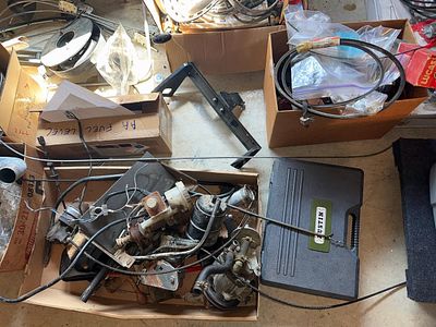 An Assortment of Vintage Austin America Automotive Parts and Instrument Cluster. This lot 