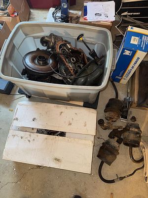 Assortment of Vintage and Replacement Austin America Transmission, and Suspension Components. Thi 