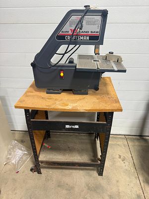 Sears Craftsman 10 Inch Band Saw on Hirsh Portable Workbench. This lot features a Sears 