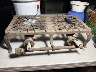 Griswold No. 32 Cast Iron Two-Burner Gas Stove. Auction pickup for this auction is Saturday June 