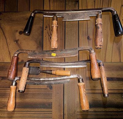 An Assortment of Antique Woodworking Hand Tools Including Fulton and Lakeside Quality Drawknives. 