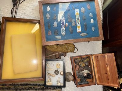 An Assortment of Native American Projectile Points, Beadwork, and Cultural Artifacts. One large 