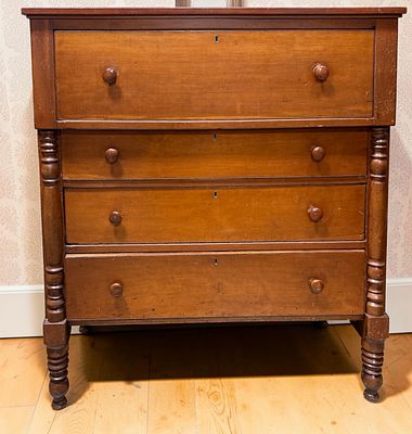 Antique American Empire Cherry Four-Drawer Chest of Drawers. An American Empire period chest of 