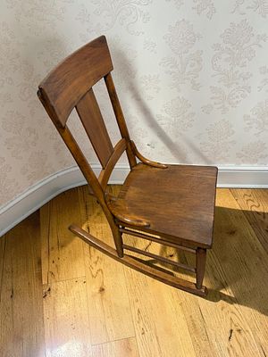 Antique American Mission Style Oak Sewing Rocking Chair