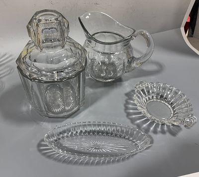 A Collection of A.H. Heisey and Company Clear Pressed Glass Tableware. LID TO ICE VESSEL IS 