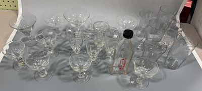 An Assortment of Vintage American Elegant Glassware and a Personalized Apothecary Bottle. This 