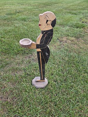 WEST OF MEEKER PICKUP- Vintage Painted Wood Art Deco Style Silent Butler Novelty Ashtray Stand. A 