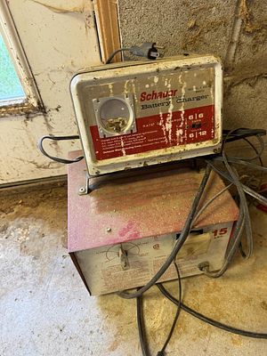 Two Vintage Schauer and Dayton Automotive Battery Chargers