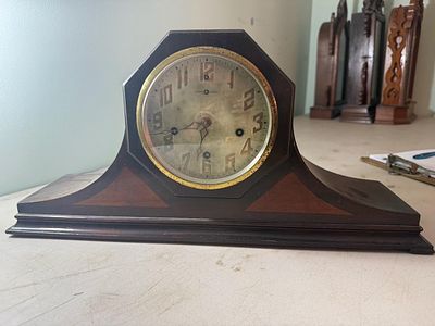 New Haven Clock Co. Lincoln Model Tambour Mantel Clock, 21" wide, no key