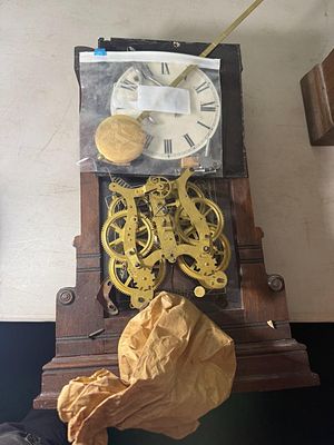 Seth Thomas Brass Eight Day Mantel Clock Movement and Case for Restoration