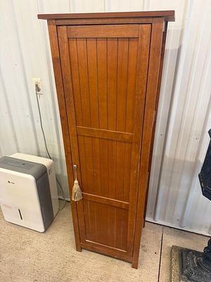 Contemporary Mission Style Narrow Single Door Wood Pantry Cabinet
