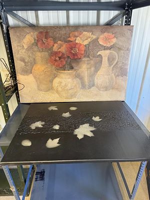 Two Mixed Media Paintings on Canvas, including Albena Hristova, largest 35" x 23"