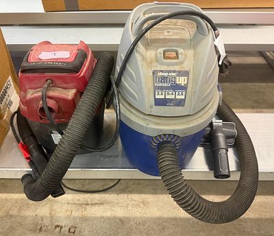Two Portable Wet and Dry Shop Vacuums including Shop-Vac HangUp