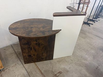 Mixed Material Reception Desk with Integrated Storage Cabinet, 40" tall