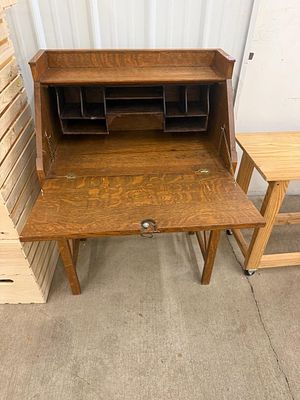 Antique Quarter Sawn Oak Slant Front Secretary Desk, approx 47" tall