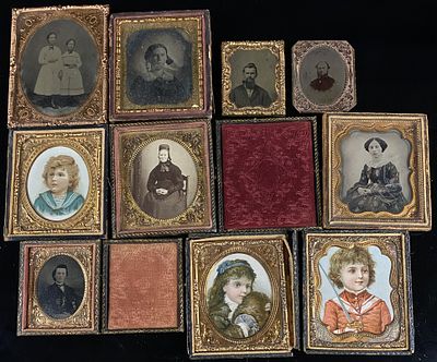 A Collection of ten 19th Century Cased Daguerreotypes, Ambrotypes, and Tintypes. A collection of 