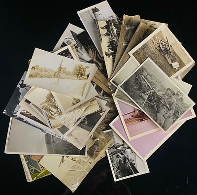 A Collection of Vintage Photographs and Postcards, Military, Aviation, and Civilian Scenes 