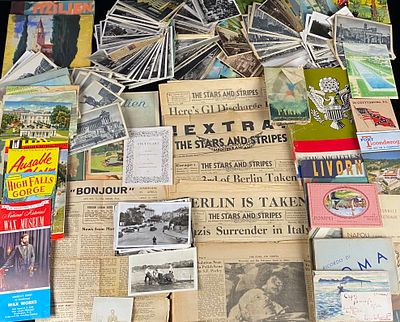 A Collection of World War II Era and Post-War Paper Ephemera, including 'The Stars and Stripes' 