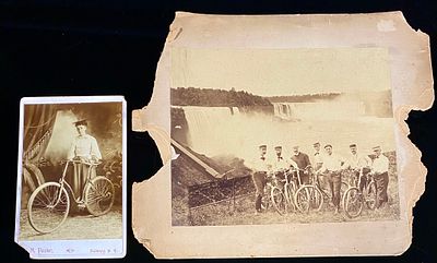 A Pair of Late 19th / Early 20th Century Photographs, Including Niagara Falls with Bicyclists. Th 