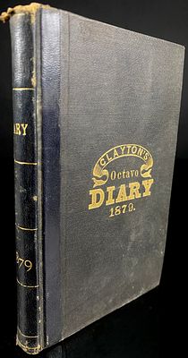 Clayton's Octavo Diary for 1879 with Extensive Handwritten Entries. An antique "Clayton's Octavo 