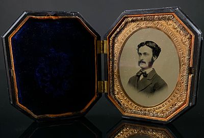 Mid-19th Century Ambrotype in Gutta-Percha Union Case, Portrait of a Gentleman. A mid-19th 