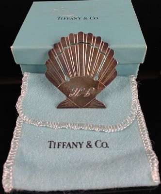Tiffany & Co. Sterling Silver Scallop Shell Bookmark with Monogram H.B. A Tiffany & Co. 