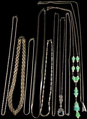 A Collection of Sterling Silver and Fine Silver Necklaces. A collection of approximately 10 